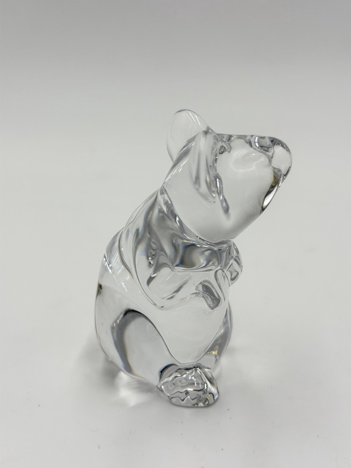 Vintage Daum France Clear Crystal Mouse Figurine 3 1/8" Tall Signed Collection