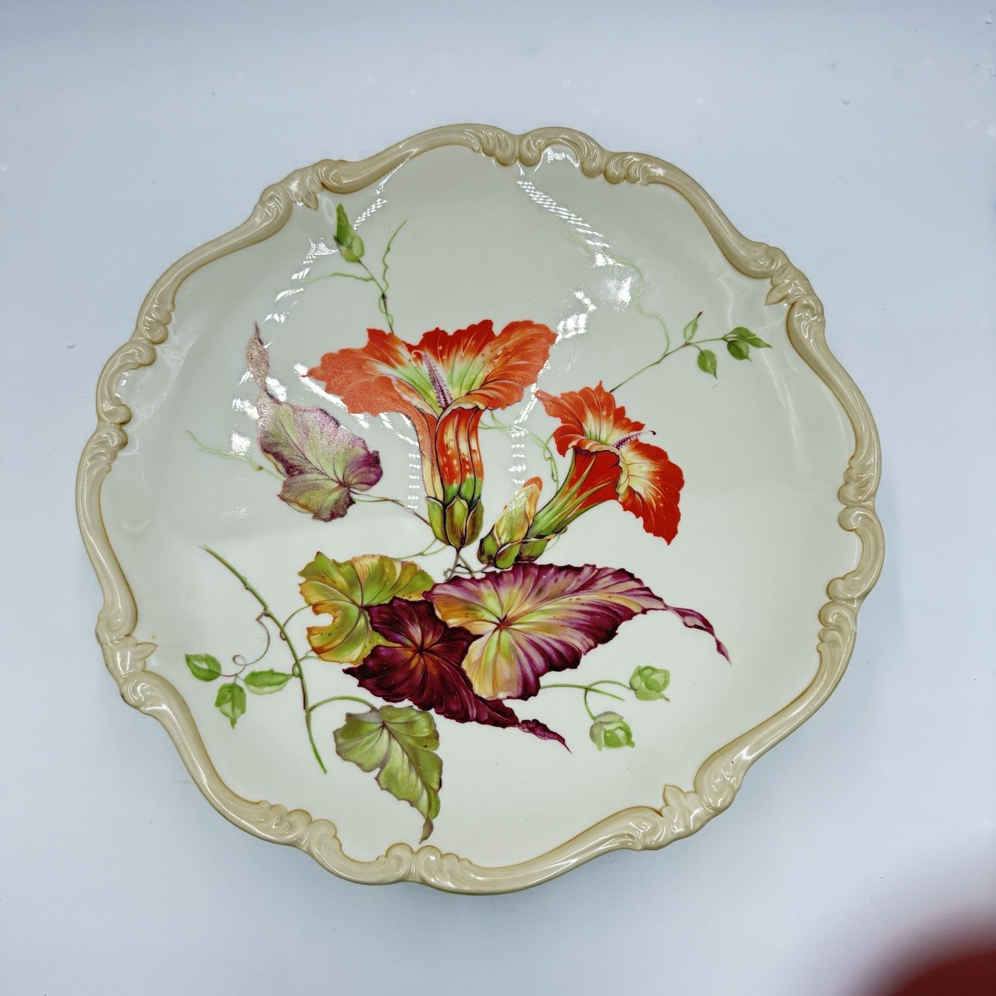 Rosenthal Pompadour Godesberg Porcelain footed serving bowl early 20th C Floral