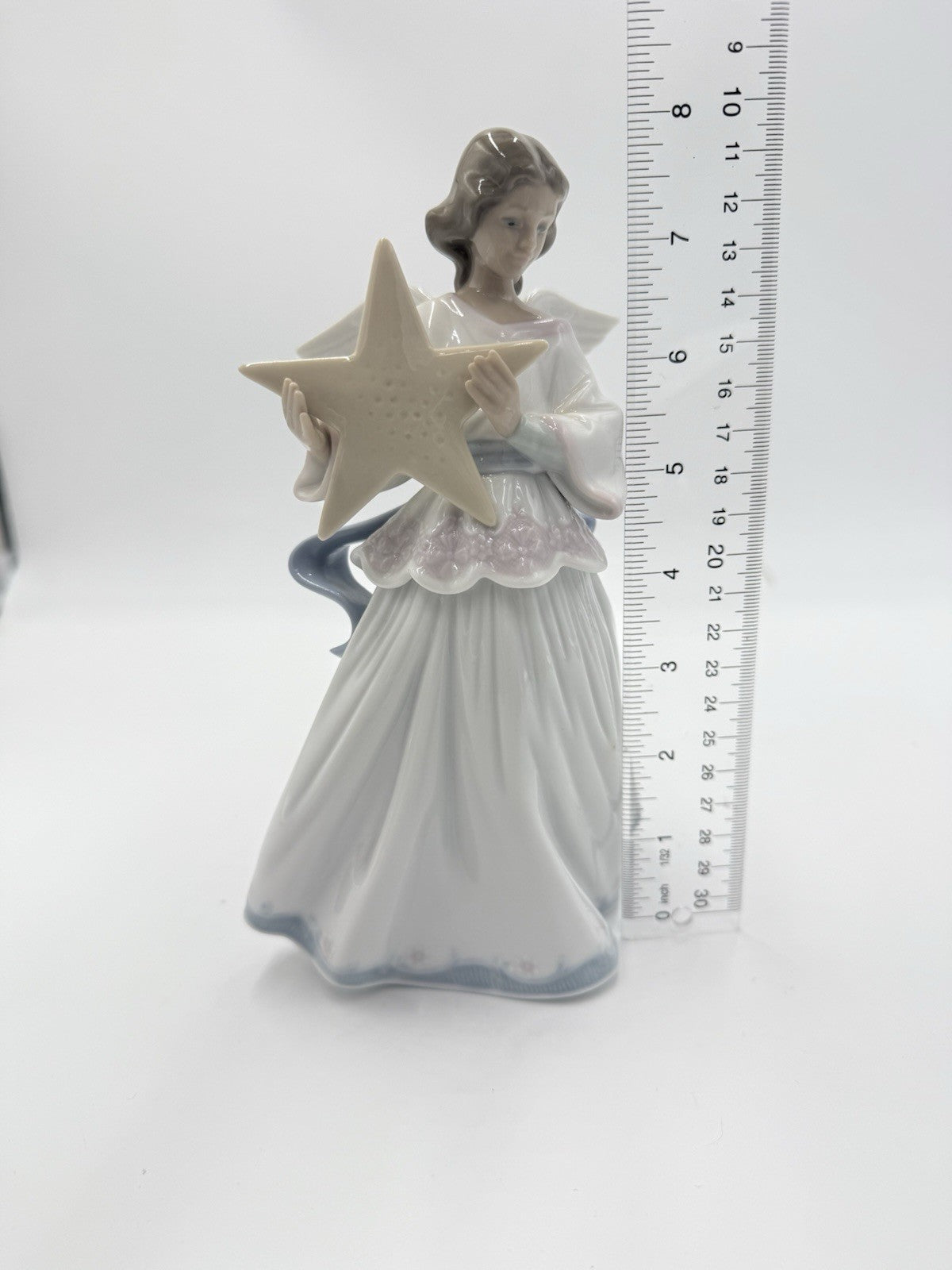 Lladro Spain Porcelain Angel Of The Stars Christmas Tree Topper 8” Angel Figurin