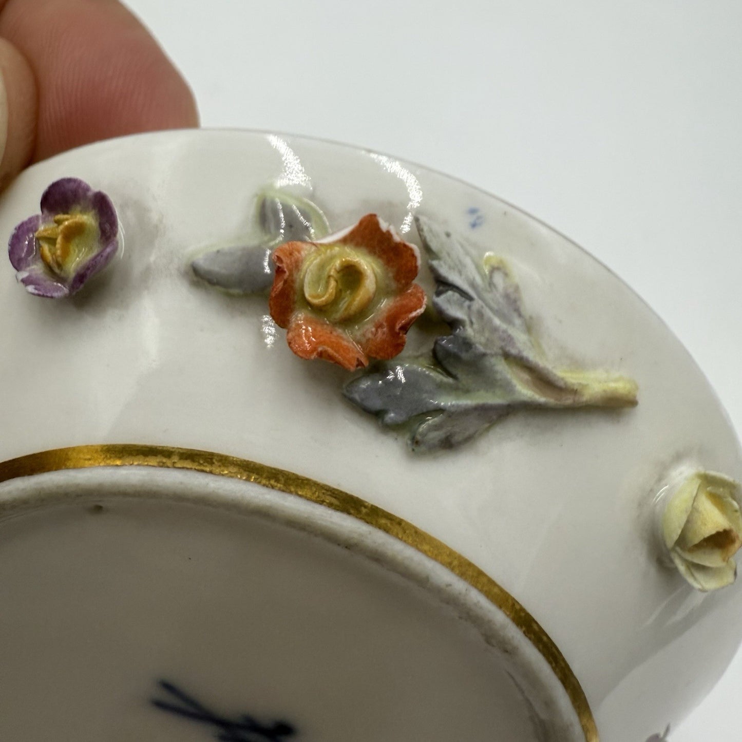 Antique Meissen Porcelain Miniature Floral Saucer Porzellan Miniature Germany