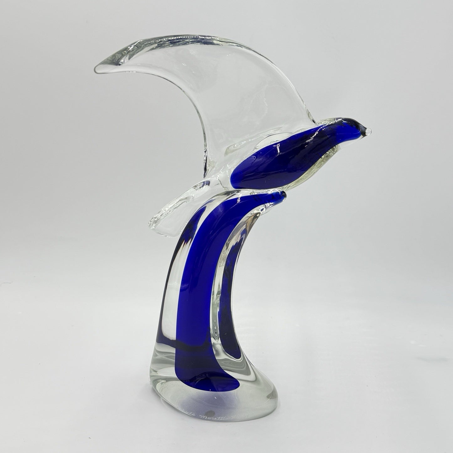 Vtg Murano Roberto Moretti Seagul Blue Cobalt Abstract Sculpture 13” Art Glass