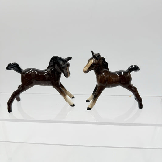 Vintage Beswick England Porcelain Glazed Painted Horses Foals Figurines