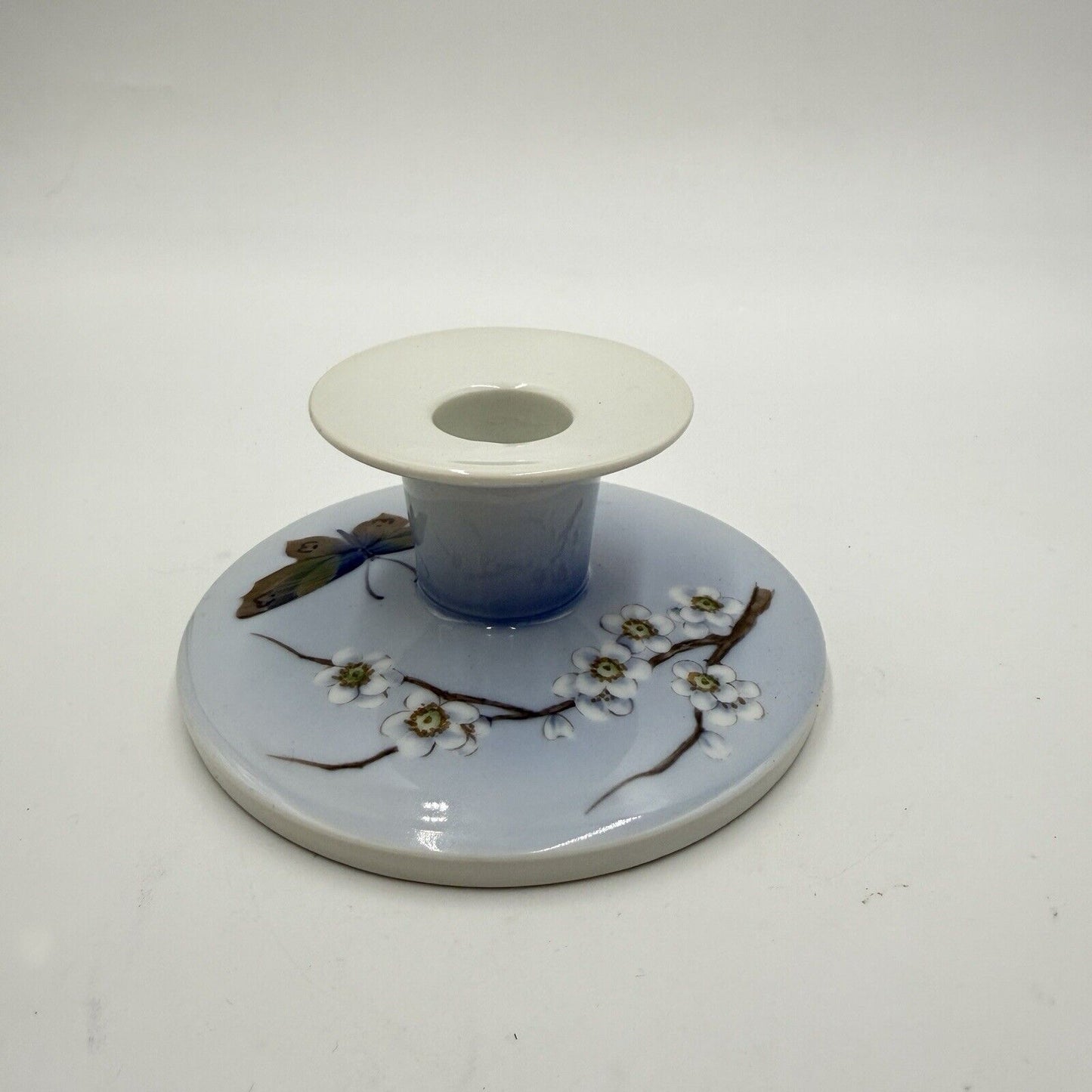 Royal Copenhagen Porcelain Candlestick Denmark Butterfly Cherry Blossoms #3335