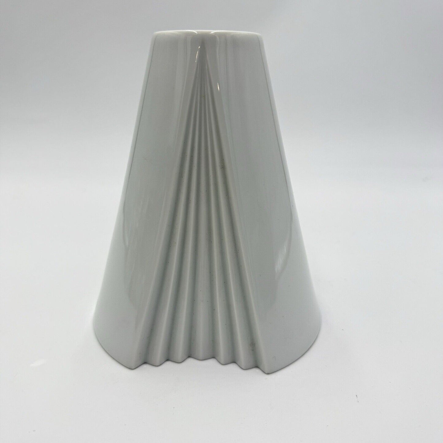 Rosenthal Germany White Geometric Op Art Porcelain Vase Ambrogio Pozzi 5”