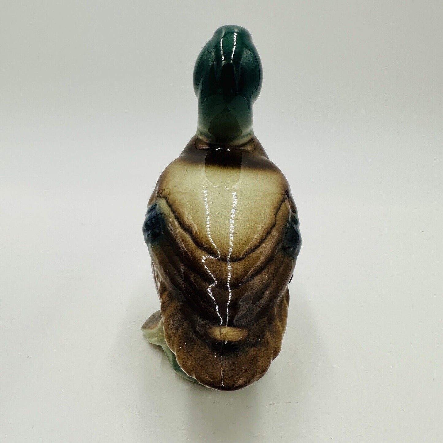 Royal Copley Duck Figurine Mallard Glazed Pottery Colorful Standing USA Vintage