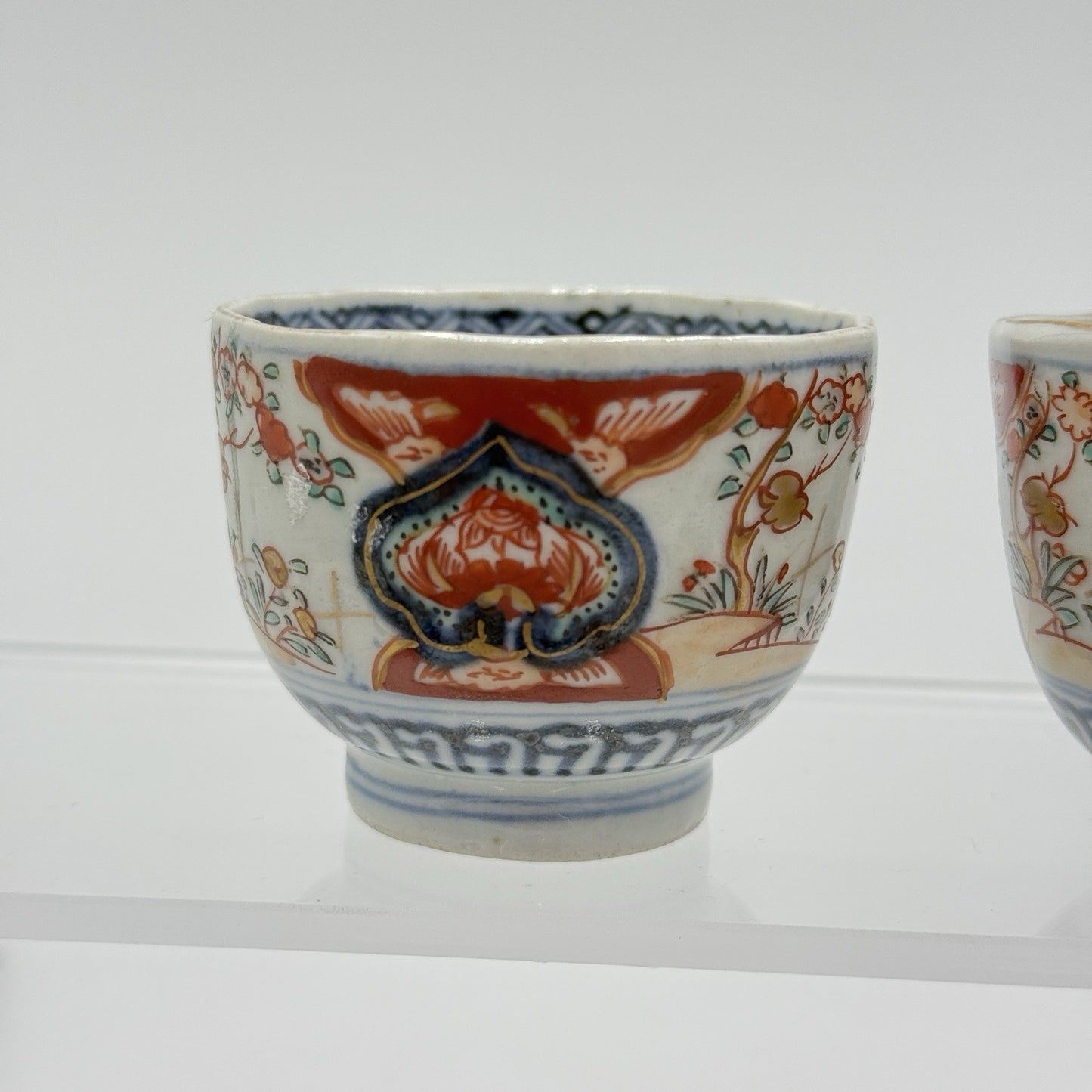 Antique Japanese Kutani Daishoji Imari Porcelain Soba Choko Tea Cup 2 PCs Arita