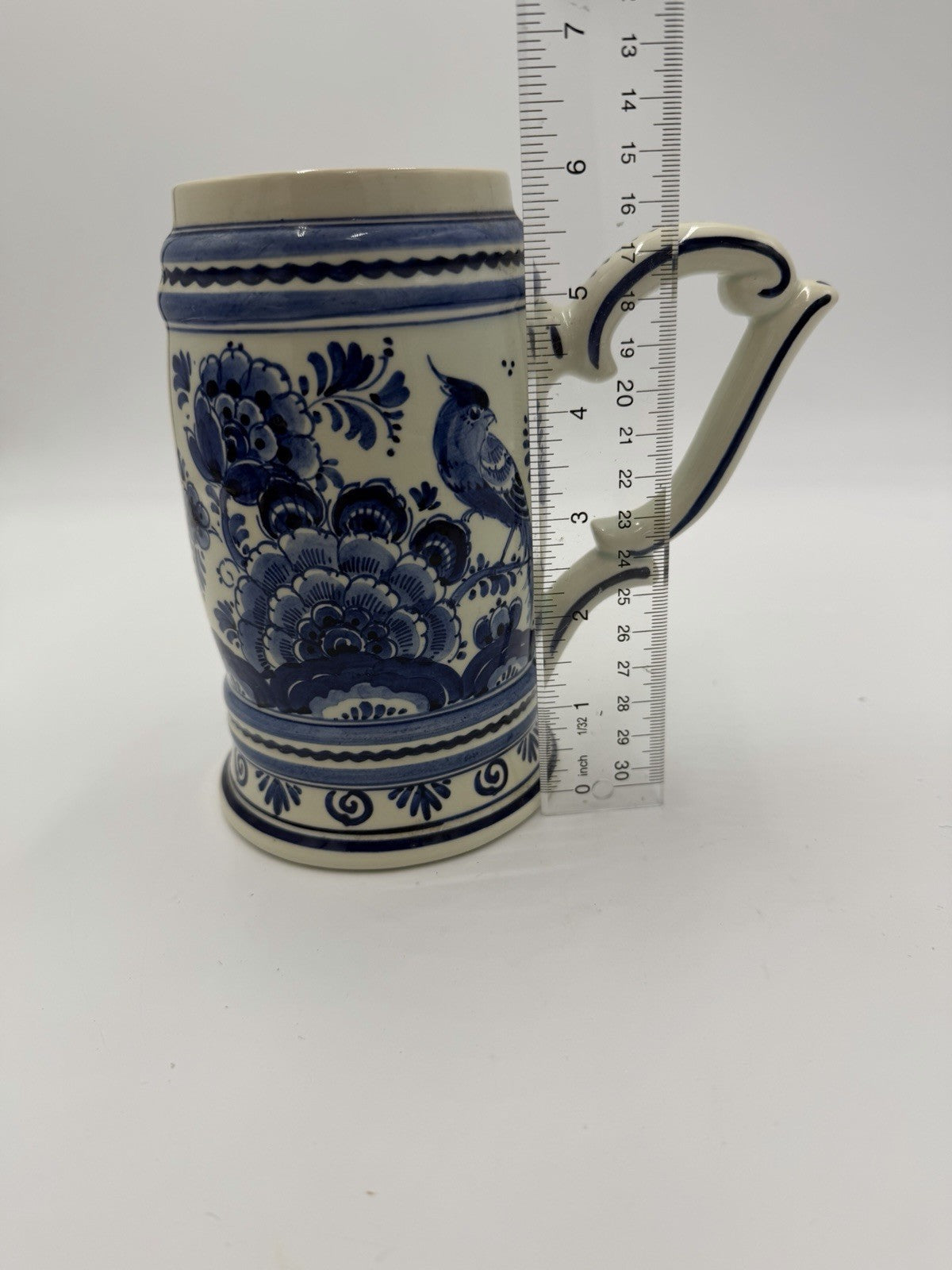 Delft Blauw Dutch Blue Pottery Ceramic hand painted Holland beer mug Vintage