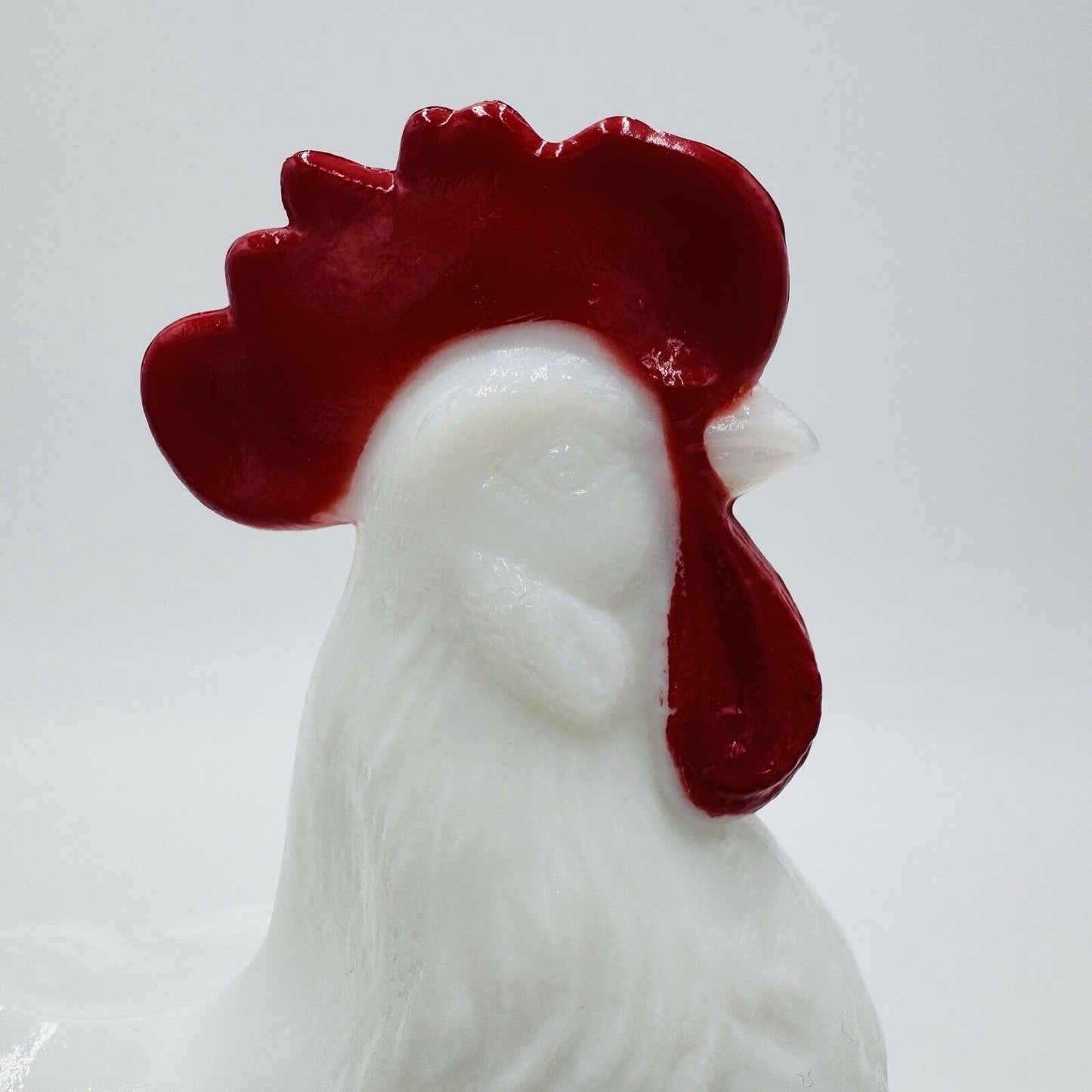 Vintage Westmoreland Milk Glass Standing Rooster Covered Candy Dish 9" Figurine