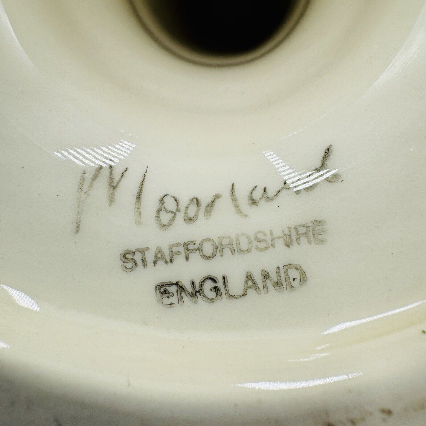 Moorland Candle Holders Staffordshire England Hand Painted Ceramic 6in Antique