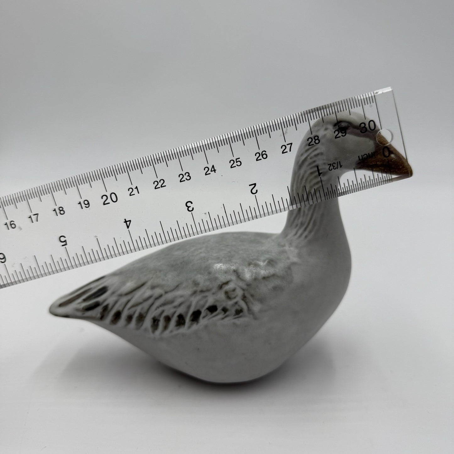 Anderson Design Vintage Studio Art Pottery Goose Figurine Blue Grey Bird Signed