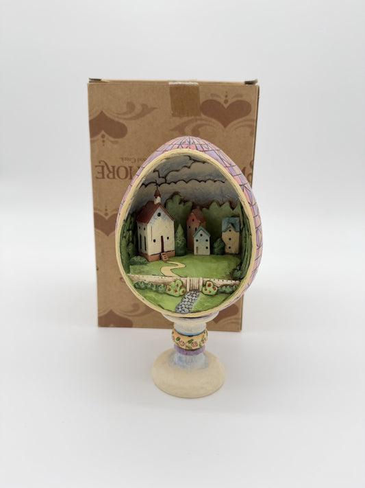 Jim Shore Small Town Big Blessings Egg Diorama Church Figurine 2006 Resin 7” Box