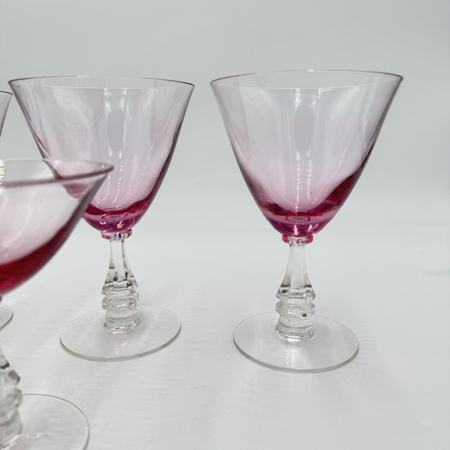 TIFFIN FRANCISCAN WISTARIA PINK 3 MARTINI SHERBET 3 Wine Glasses Set
