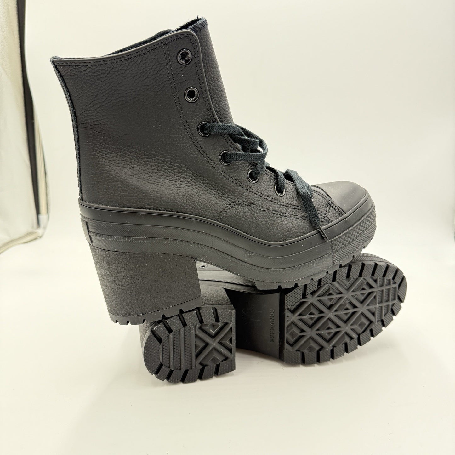 CONVERSE Chuck 70 De Luxe Heel Leather Boots Shoes A06145C Size 9 Women Black