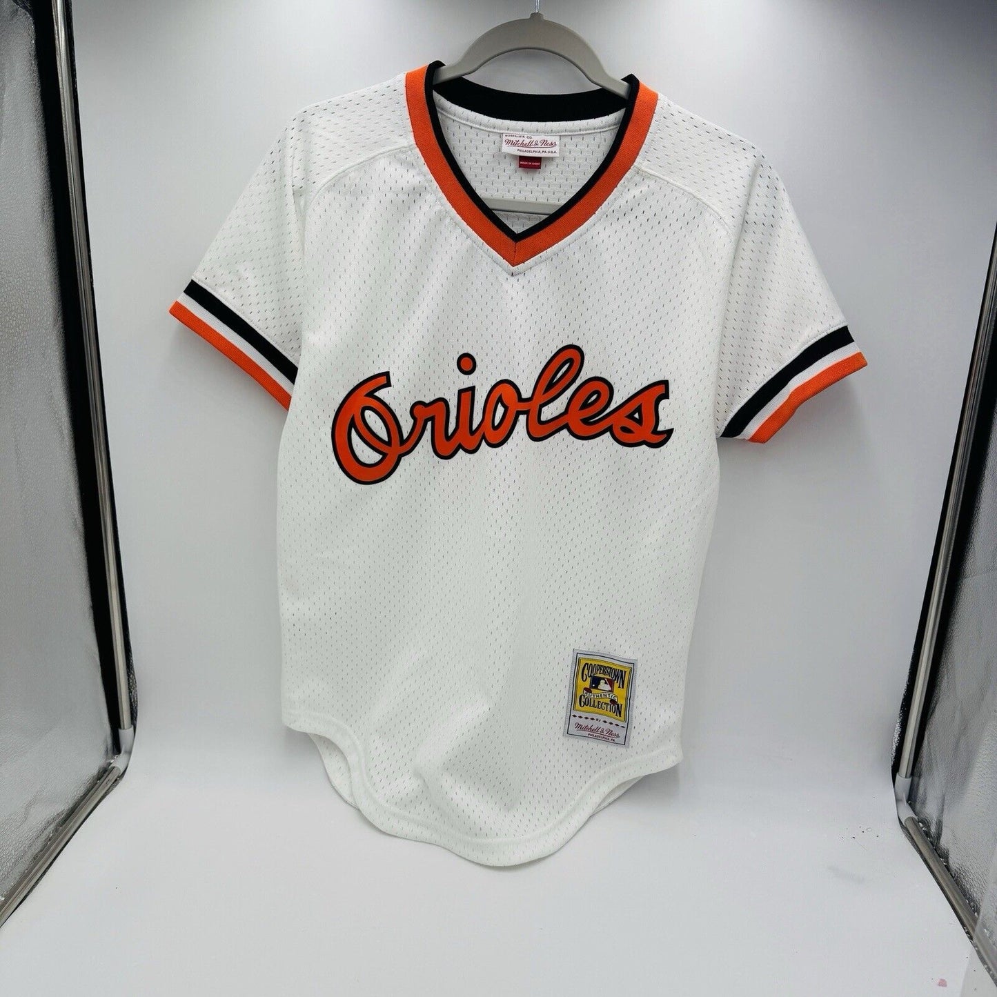 Mitchell & Ness 1985 Baltimore Orioles Cal Ripken Jr. BP Jersey Sz S 36 # 8