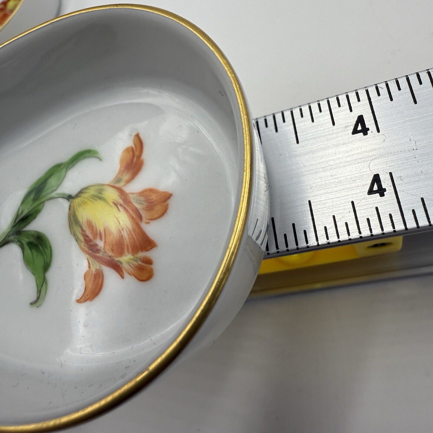 Antique 19th Century Pair Of Meissen Porcelain Floral Painted Ashtrays Germany