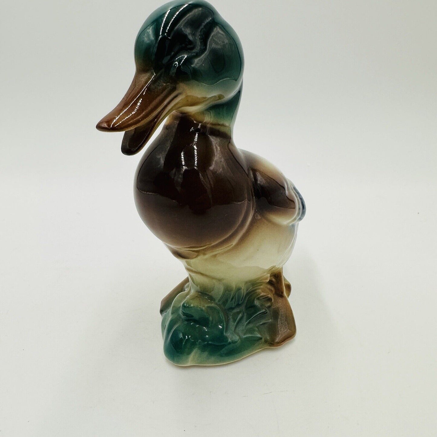 Royal Copley Duck Figurine Mallard Glazed Pottery Colorful Standing USA Vintage
