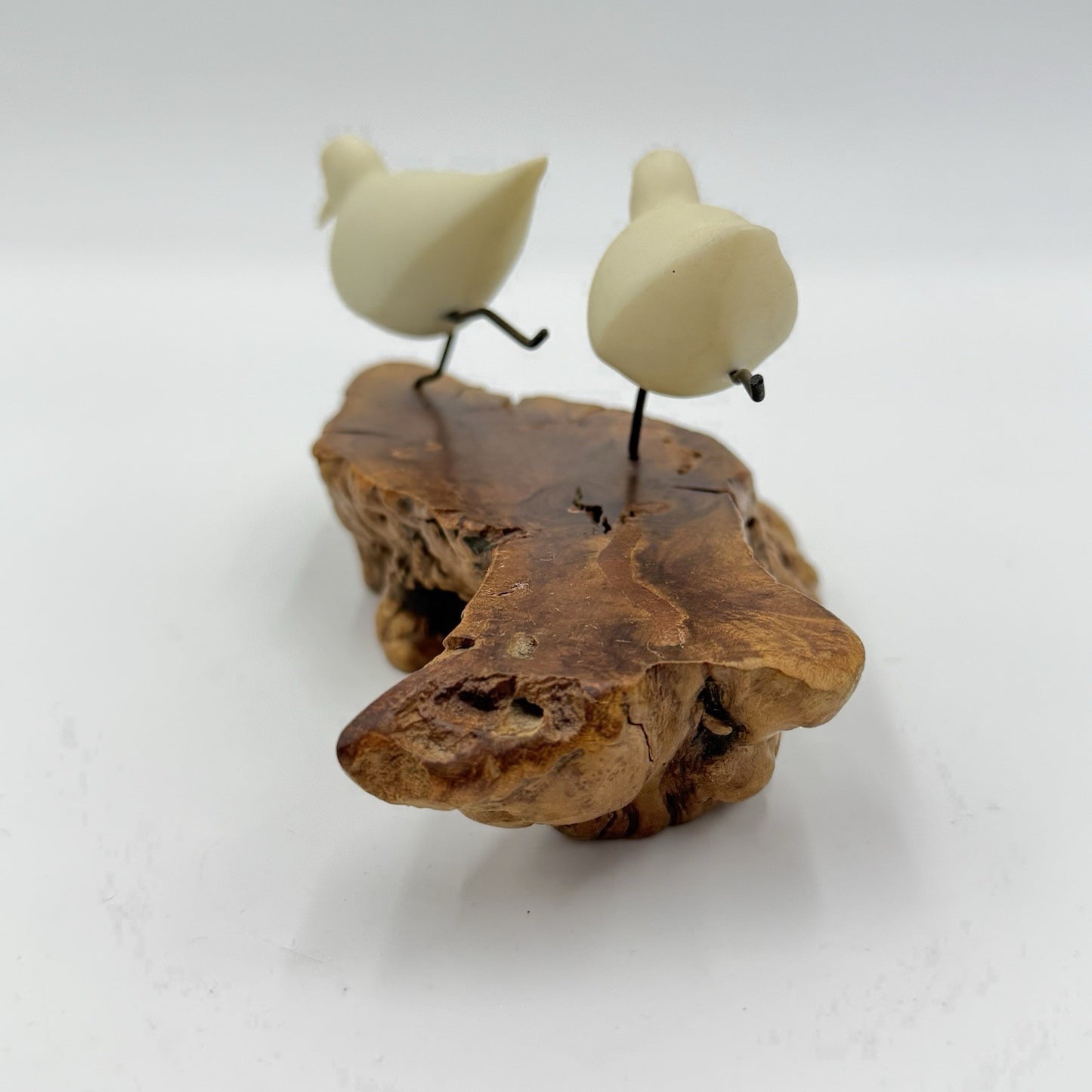 Vtg John Perry Seagull Running on Burl Wood Base Sculpture Signed 1986 Figurine