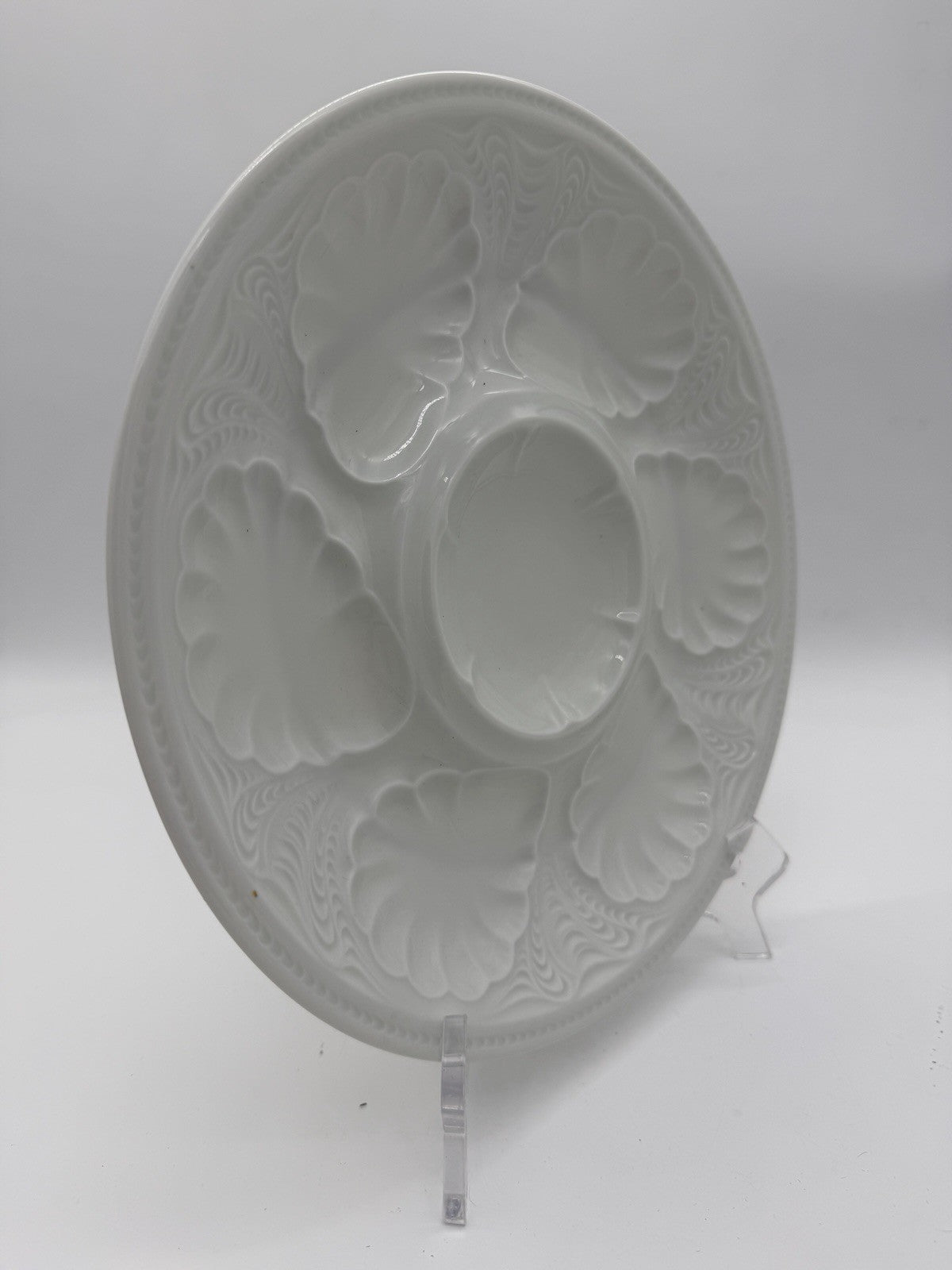 Antique Tharaud limoges france oyster platter White Glossy 10.5” Porcelain