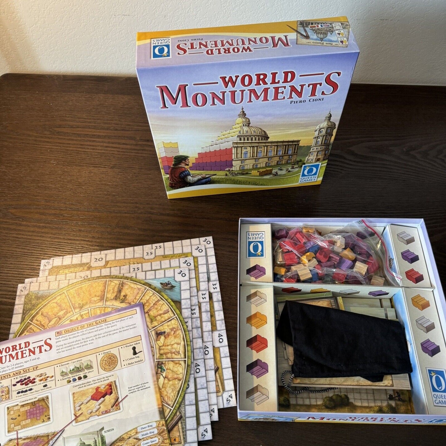 Queen Games World Monuments Piero Cioni 2016 Big Wooden Piece 2-4 Players Fun