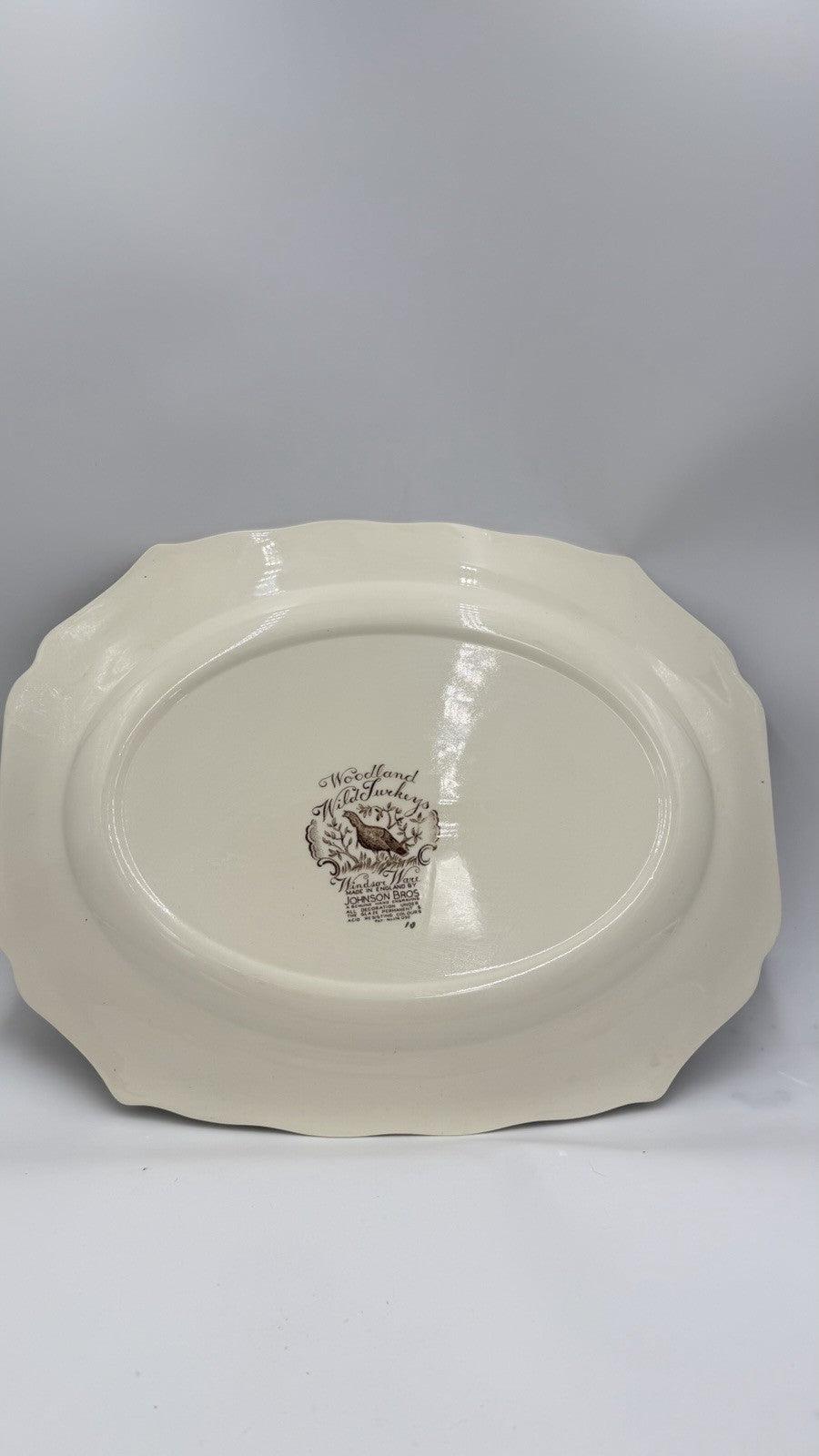 Johnson Bros Windsor Ware Woodland Wild Turkeys Serving Platter Ceramic 20”x16”