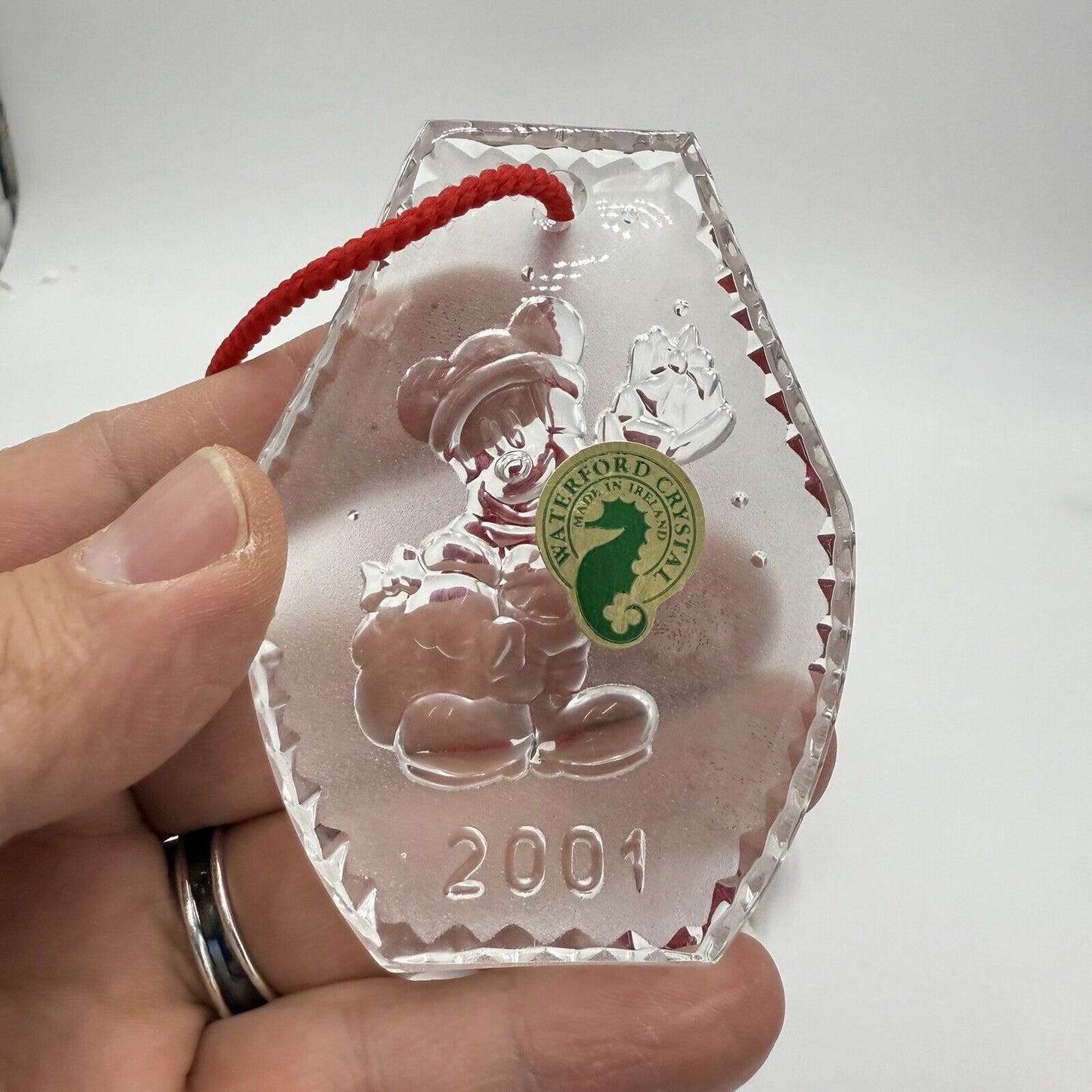 Waterford Crystal 2001 Disney Mickey Mouse Ornament Frosted Vintage