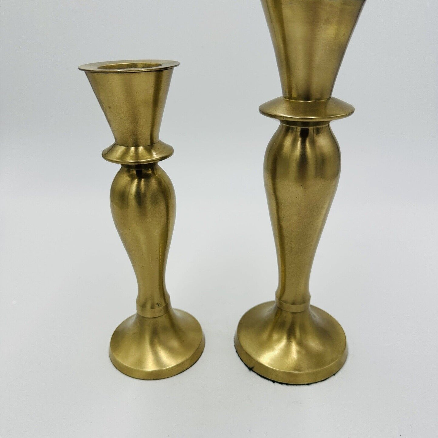 Brass Candleholders Tabletop IHI Solid Made In India Large Vintage Dining Pair