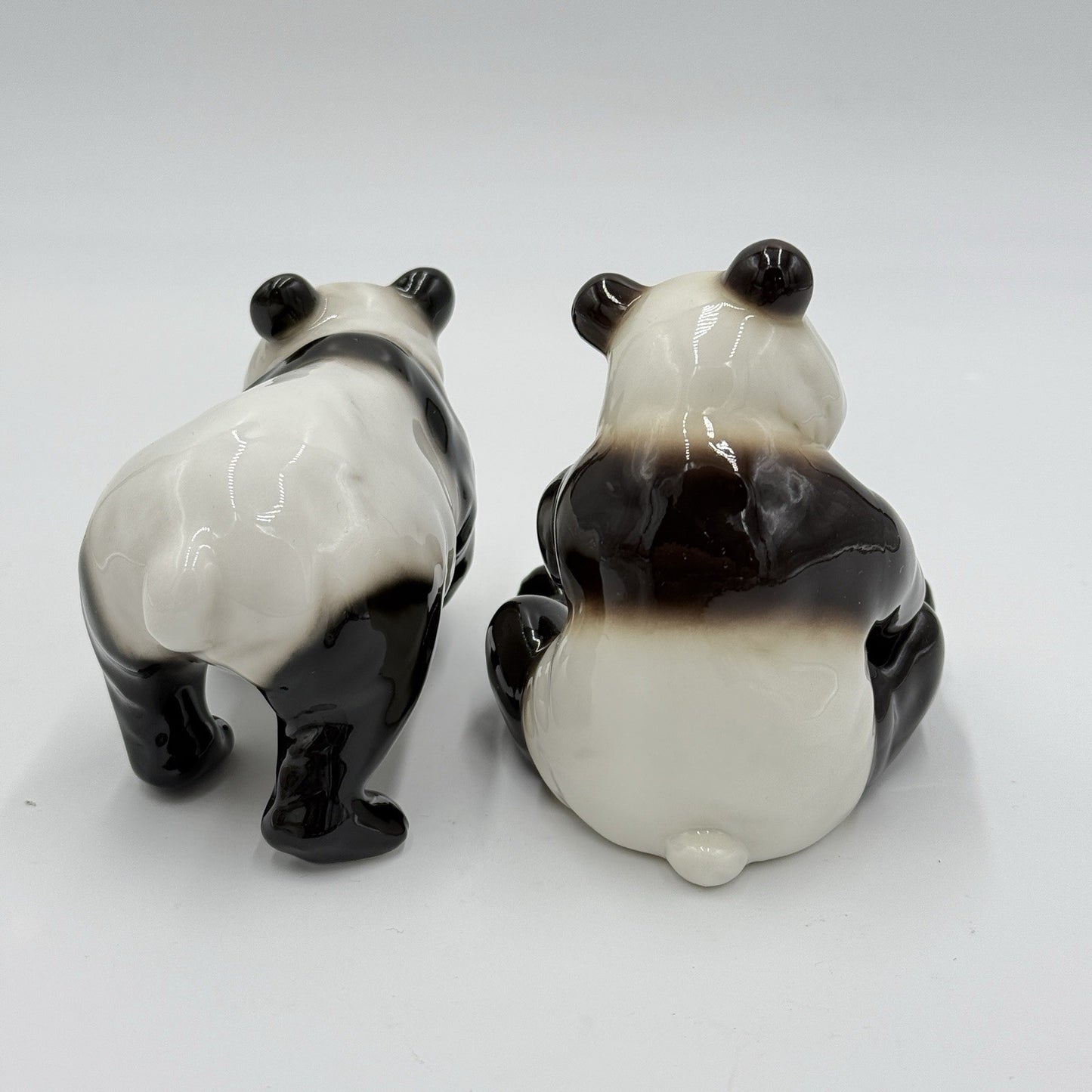 Franz Porcelain Painted Glossy Pair Panda Bears Figurines 4” Set