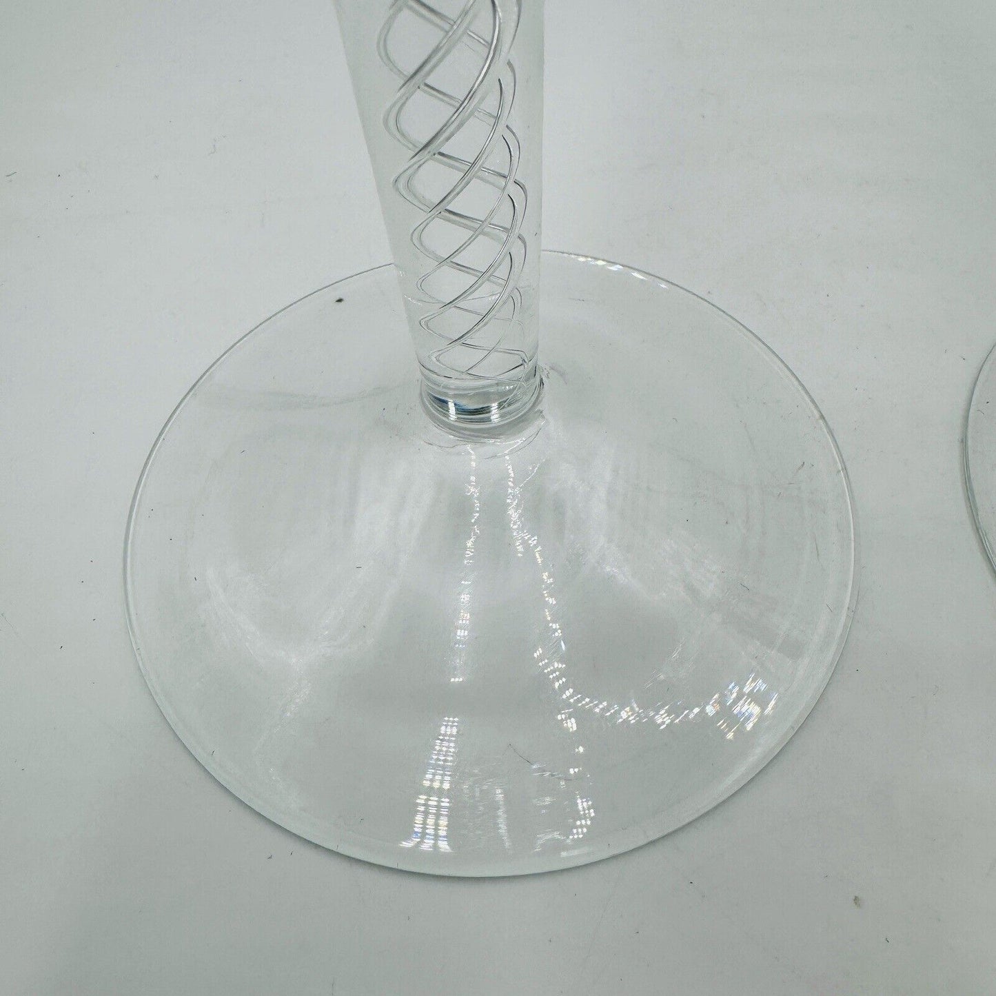 Vintage Air Twist Double Helix Candlestick Candle Holder Hand Blown Pair 10"h