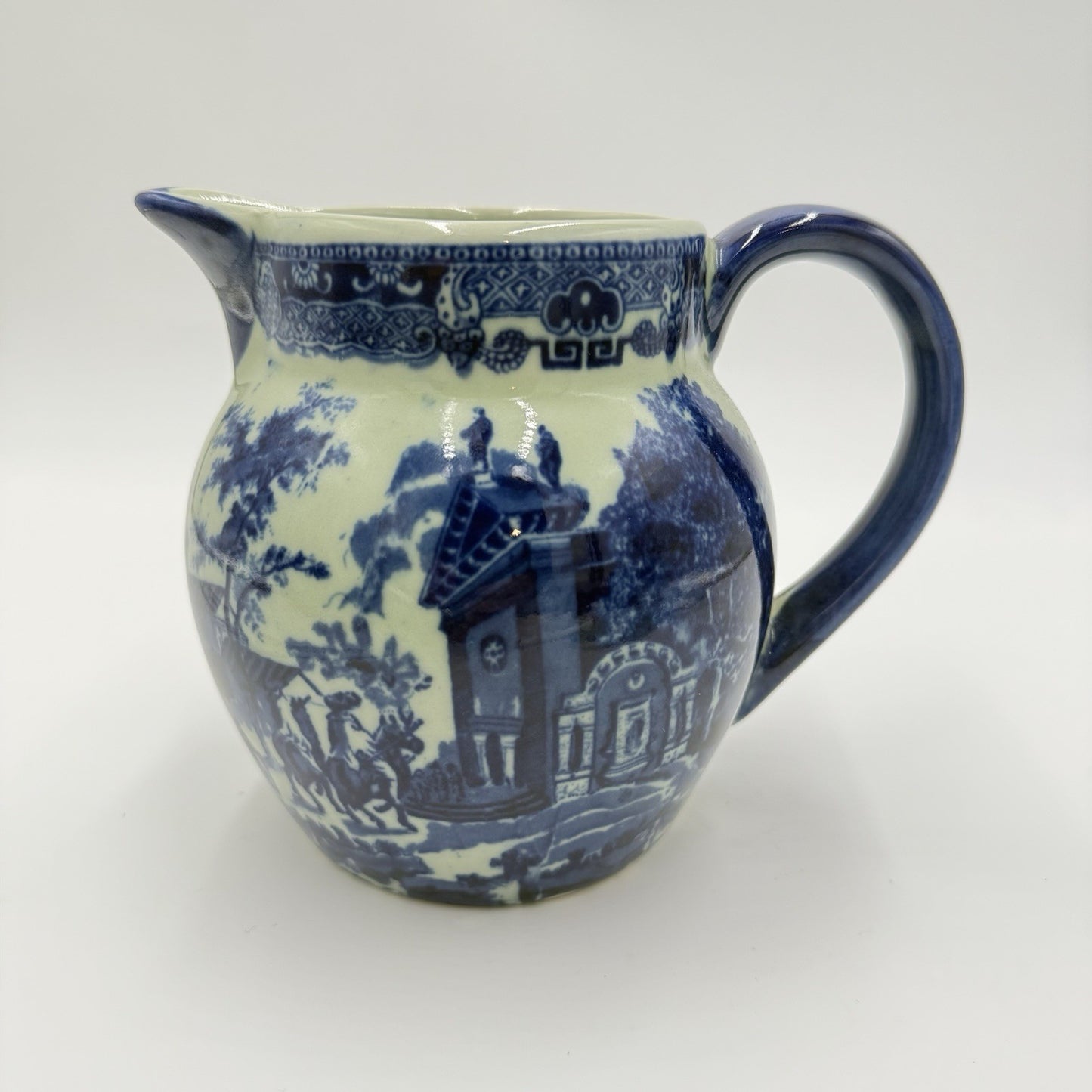 Antique Victorian Ware Ironstone Blue & White Pitcher Porcelain 1920