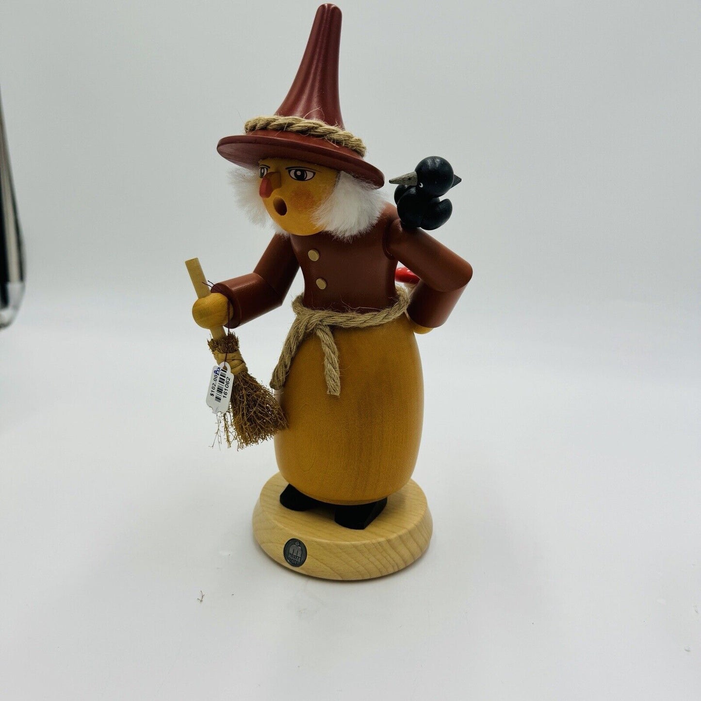 Muller Wooden Halloween Witch Smoker Incense Burner Germany 9in Figurine