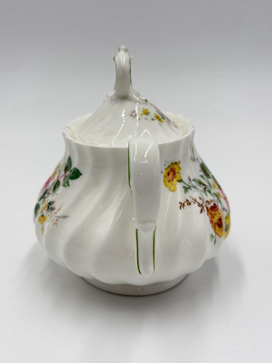 Royal Doulton England Porcelain Arcadia Sugar Bowl W/Lid H4802 Floral Vintage