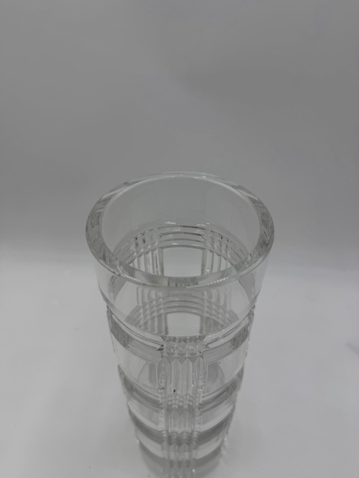 Ralph Lauren Crystal Flower Vase Large Straight Vase Glen Plaid Vintage 12 Inch