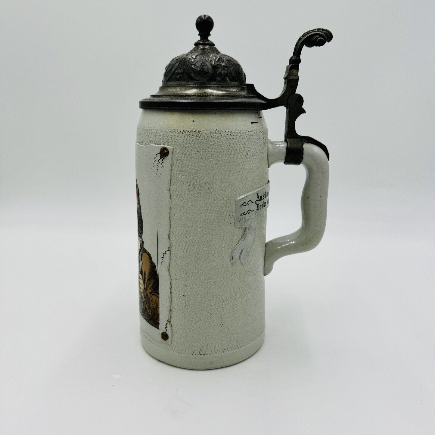 Antique German Mettlach Villeroy & Boch Beer Stein 1887 Large 9.5” Painted 1L