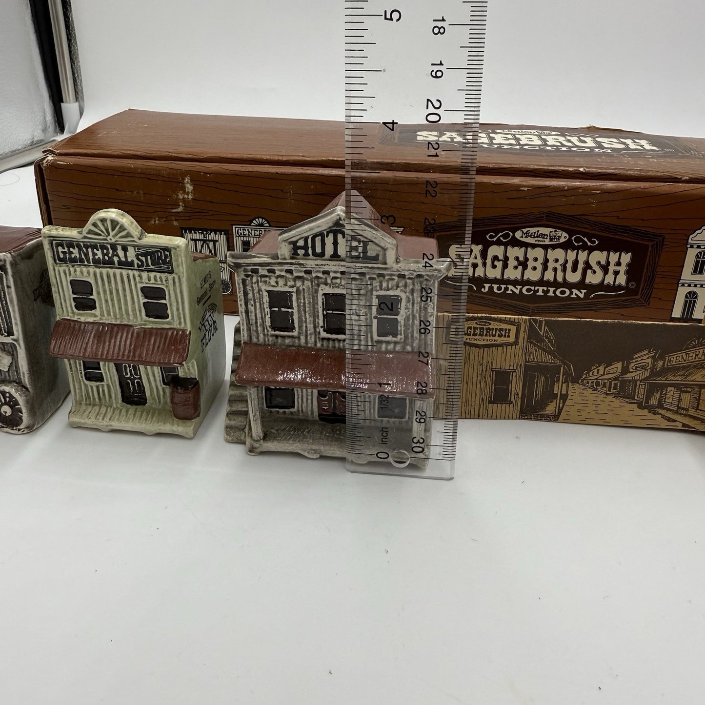 Vintage Sagebrush Junction Old West Models Buildings Set W/box Ceramic
