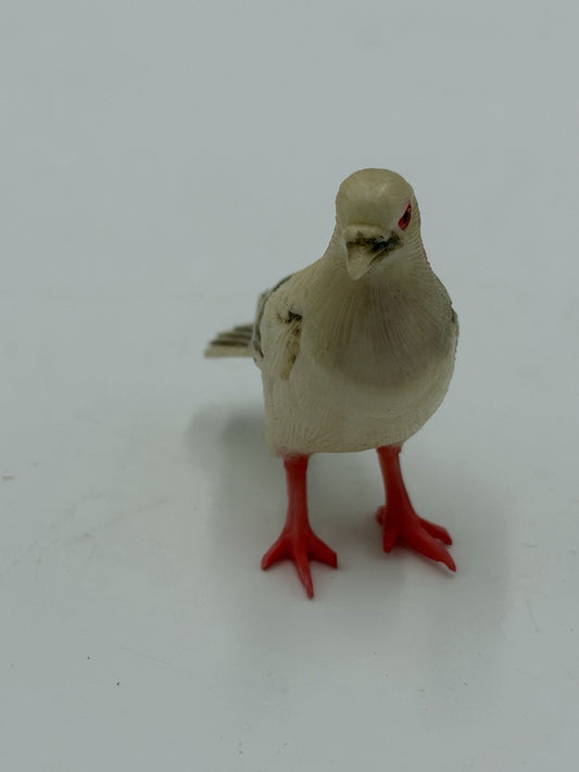 Antique Hand Carved Pigeon Mini Figurine Folk Art Polychrome 2” Dove Bird Resin