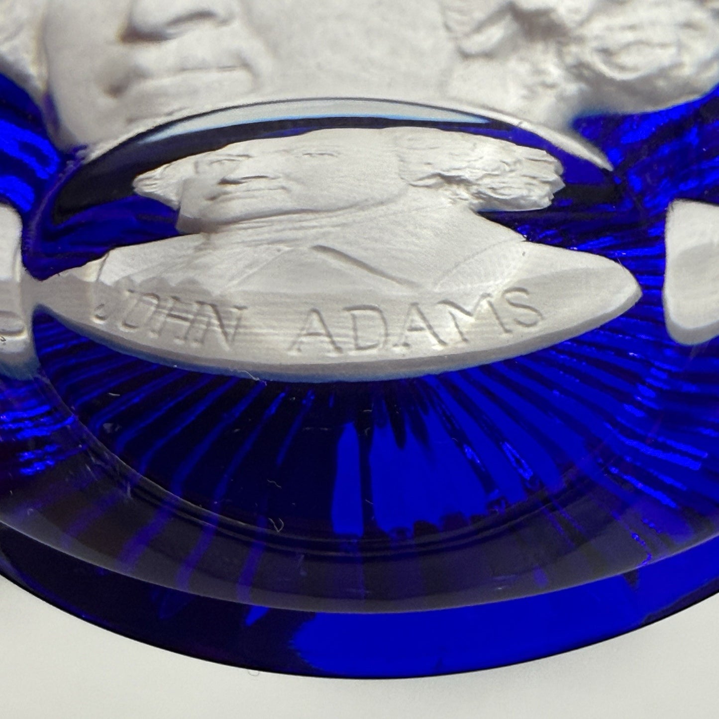 Baccarat France Franklin Mint Crystal Paperweight Adams Rousseau Jefferson Cameo