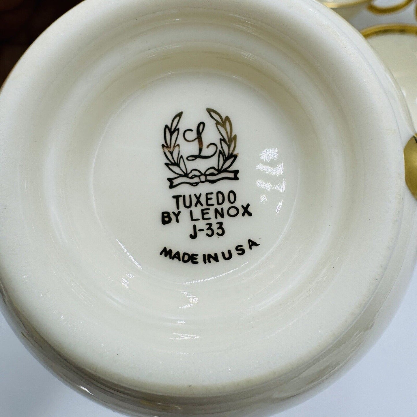 Lenox Tuxedo Gold J-33 Porcelain USA Tea Cups 10 Pieces