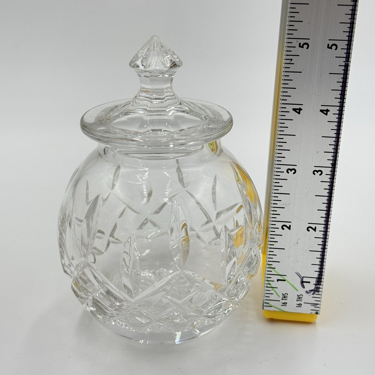 Vintage Waterford Crystal Lismore Honey Pot With Lid Clear 5in Ireland Gothic