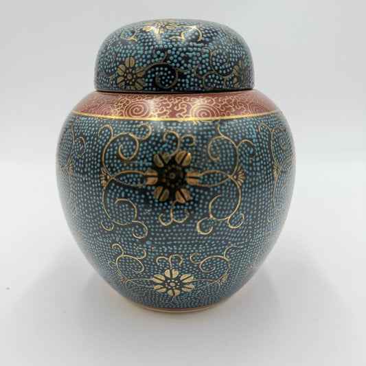 Antique (1890-1920) Asian Satsuma Ware Stamped Handmade Japan Pottery Ginger Jar