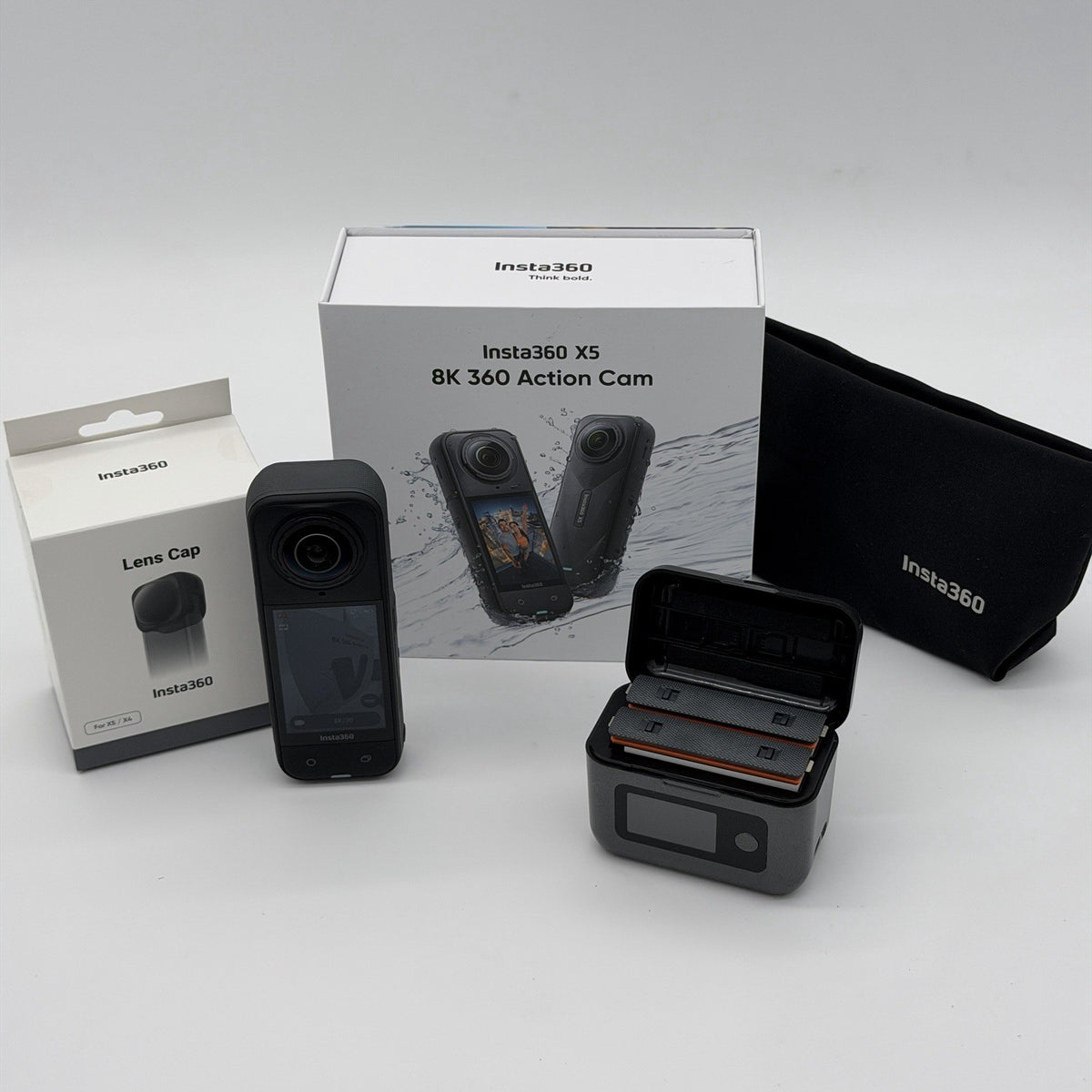 Insta360 X5 - Waterproof 8K 360 Video Action Travel Camera Extra Batteries Case