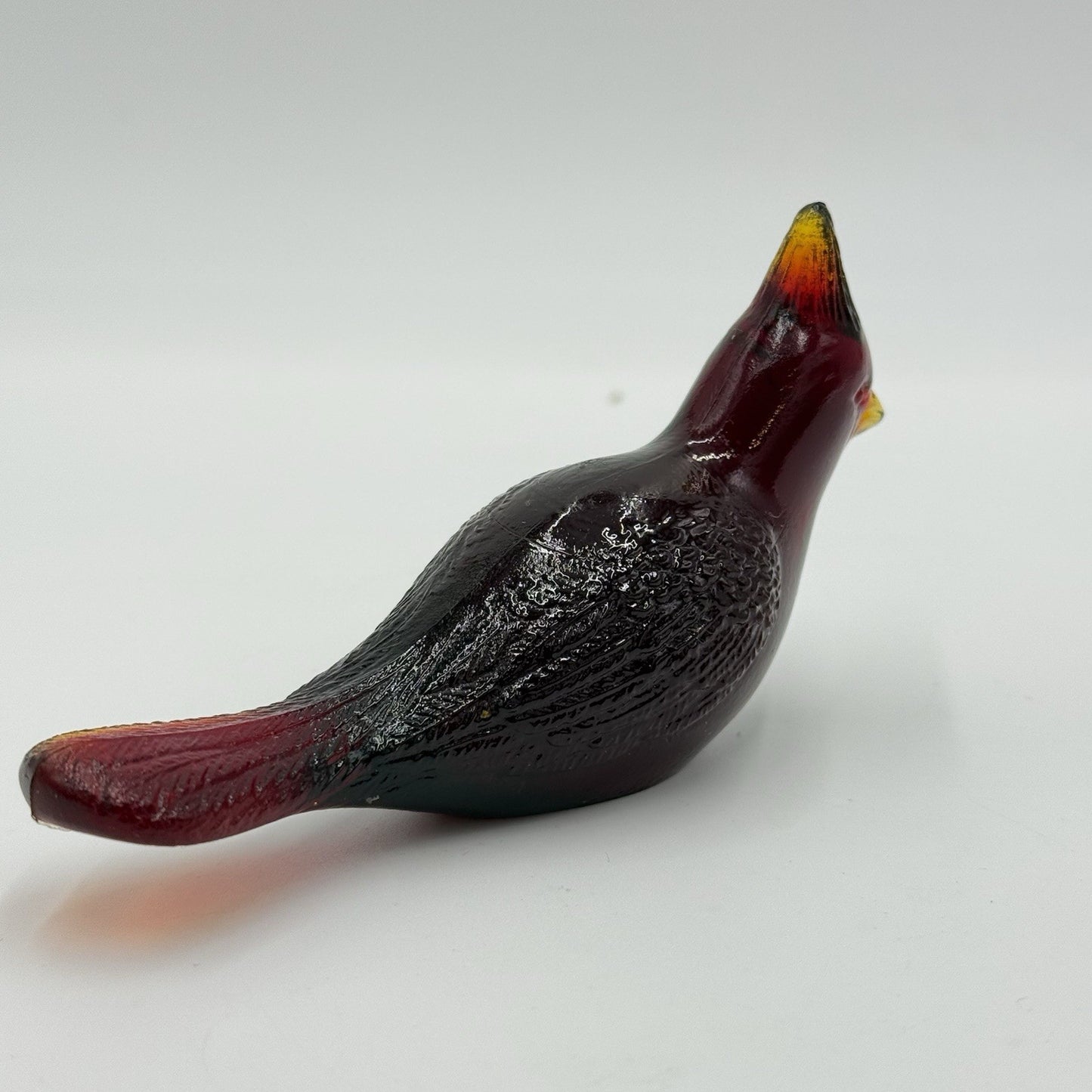 Vintage Fenton Ruby Red Art Glass Cardinal Bird Figurine Paperweight 1990’s