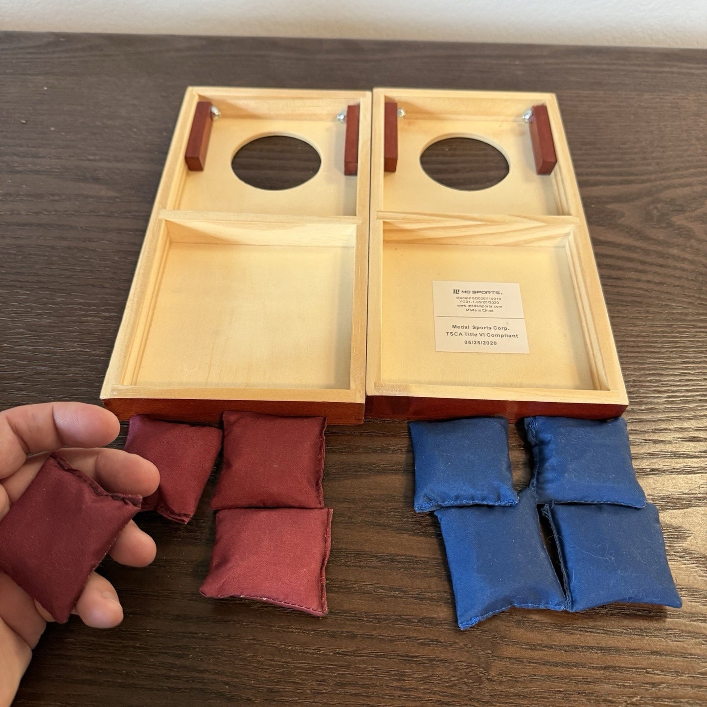 Barrington Table Top Bean Bag Toss Game Wooden Corn Hole Office Desk Size