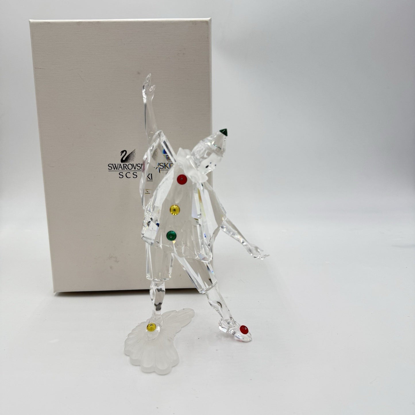 SWAROVSKI Crystal Austria Masquerade Pierrot Figurine 7” H ANNUAL EDITION 1999
