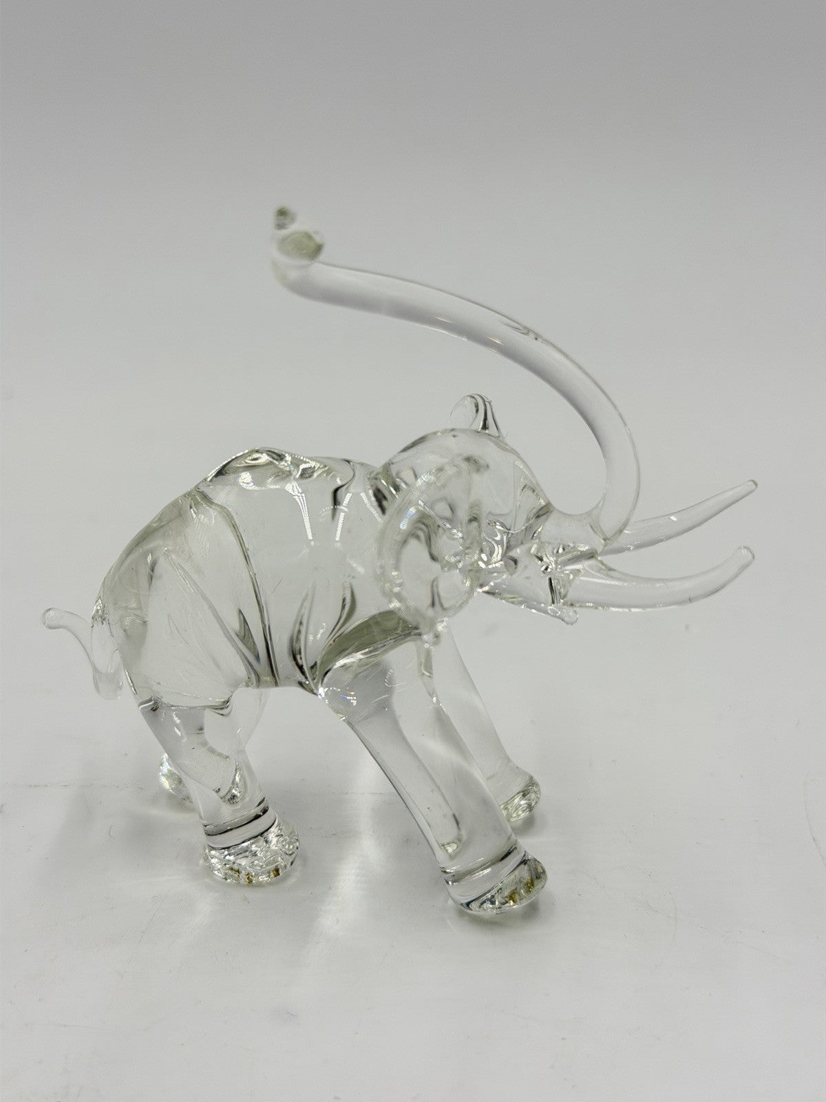 Vintage Hand Blown Art Glass Elephant Trunk Up Figurine