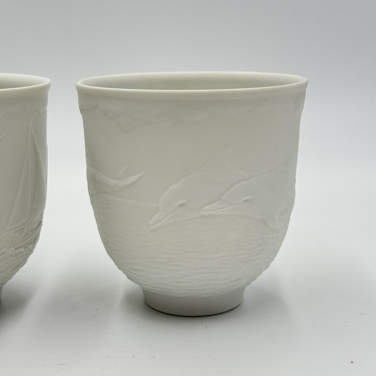 Pair Lladro Collectors Society SAILING THE SEAS CUPS CANDLE HOLDER VOTIVE WHITE