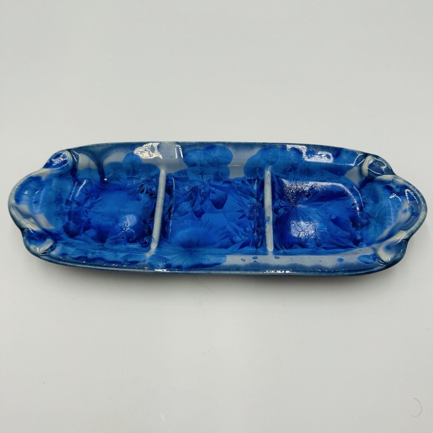 Studio Edgecomb Rectangle Divided Tray Potters Pottery Crystalline 11in x 4in