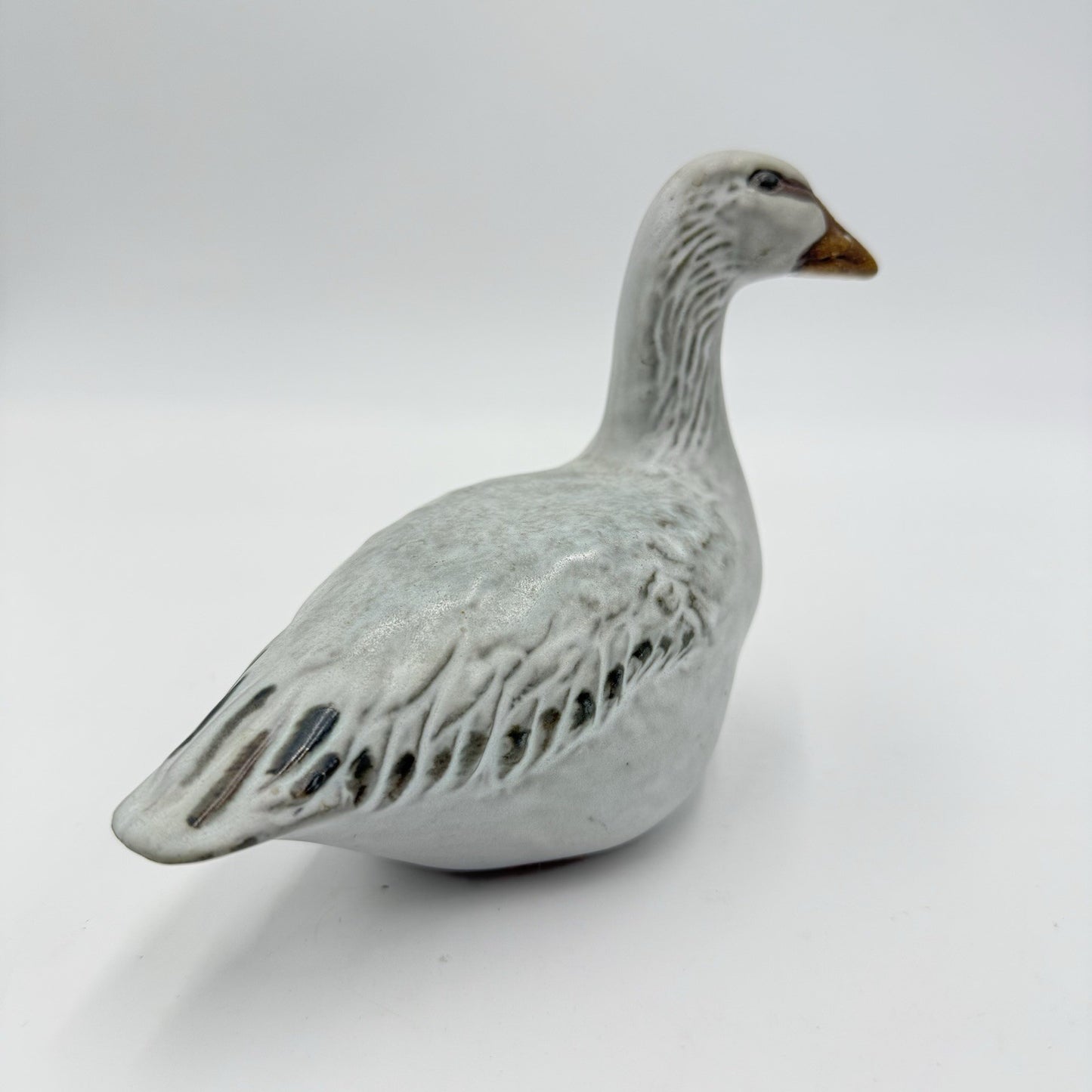 Anderson Design Vintage Studio Art Pottery Goose Figurine Blue Grey Bird Signed