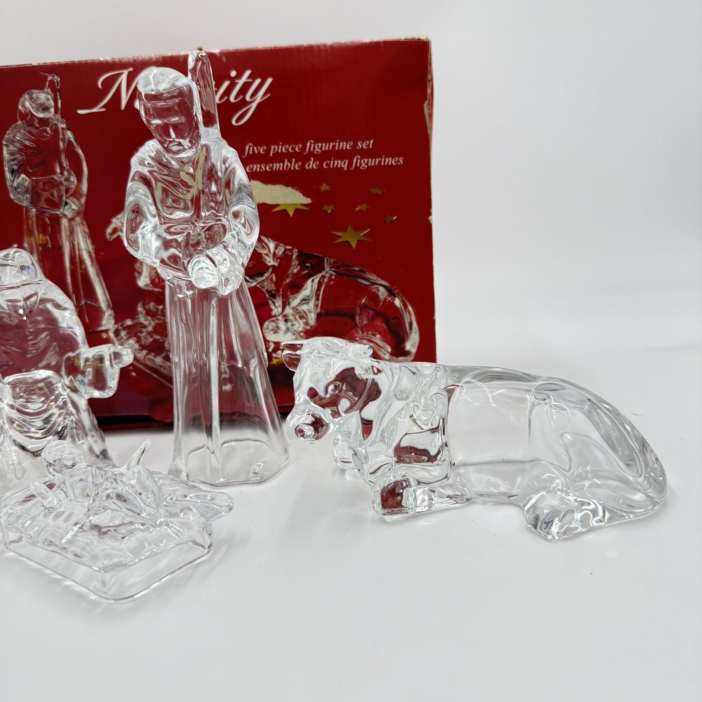 Cristal D'Arques Clear Glass Holiday Christmas France Nativity Scene Figurines 5