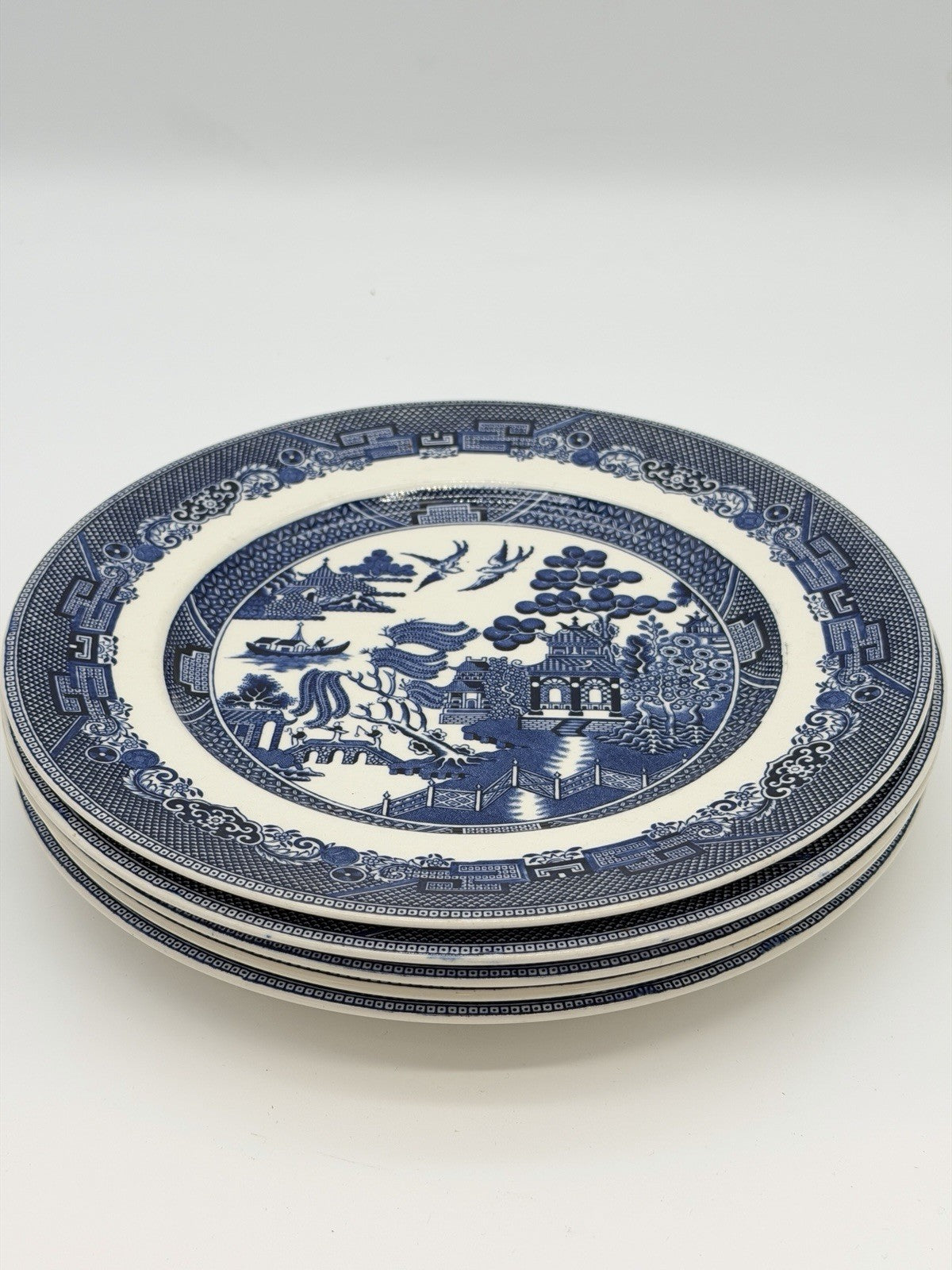 Johnson Bros England Porcelain Blue Willow 10" Dinner Plate chinoiserie 5 PCs