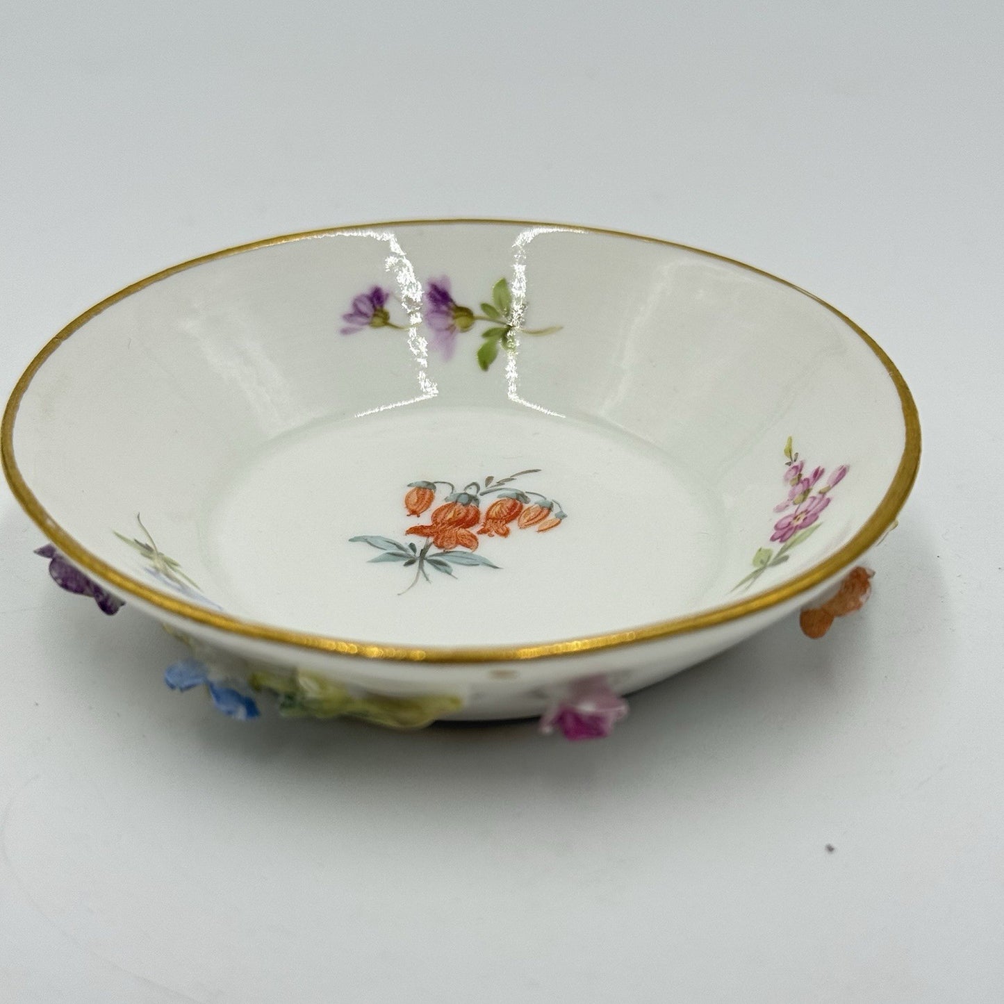 Antique Meissen Porcelain Miniature Floral Saucer Porzellan Miniature Germany